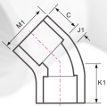 DIN PN16 Water Supply Cpvc Elbow45° Grey Color 