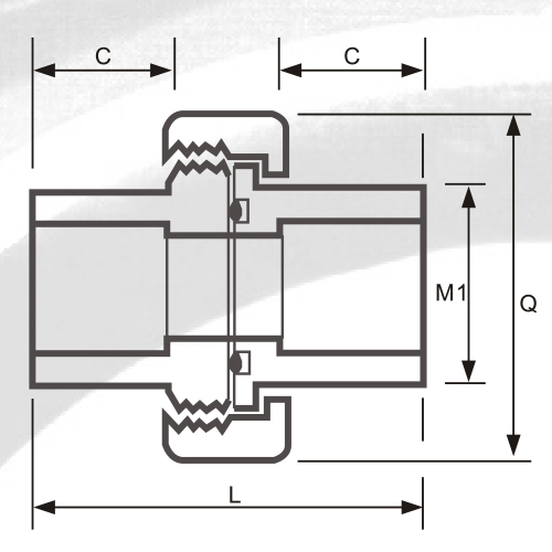 ASTM SCH80 UPVC Union Dark Grey Color 