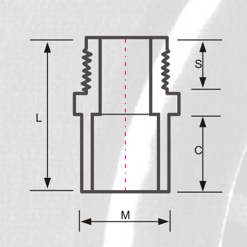 ASTM SCH80 CPVC Male Adaptor Dark Grey Color 