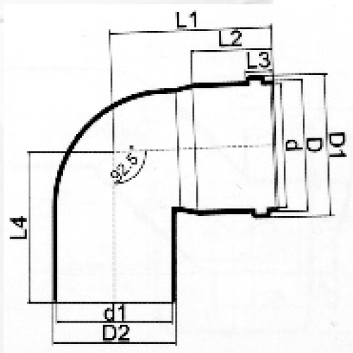BS5255/4514 Drainage Upvc Elbow 90° Rubber spigot Grey 
