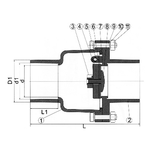 UPVC Middle Check Valve Red Handle Grey Body 