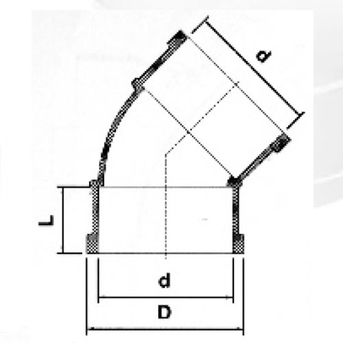 DIN Drainage Upvc Elbow 45°Back Door Grey Color 