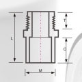 DINPN16 Water Supply Upvc Male Socket Brass Grey 