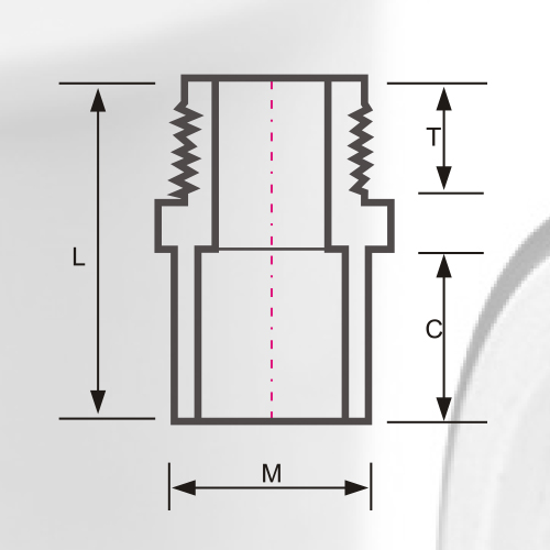 DINPN16 Water Supply Upvc Male Socket Brass Grey 